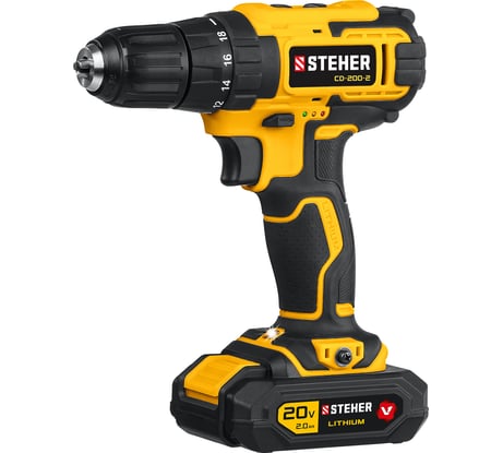 Дрель-шуруповерт STEHER 20В, 2 АКБ 2Ач CD-200-2