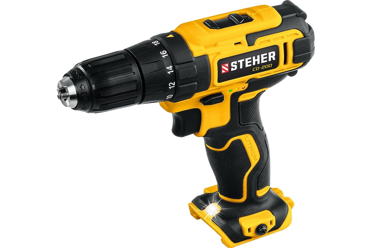 Дрель-шуруповерт STEHER 20В, без АКБ CD-200 - выгодная цена, отзывы ...