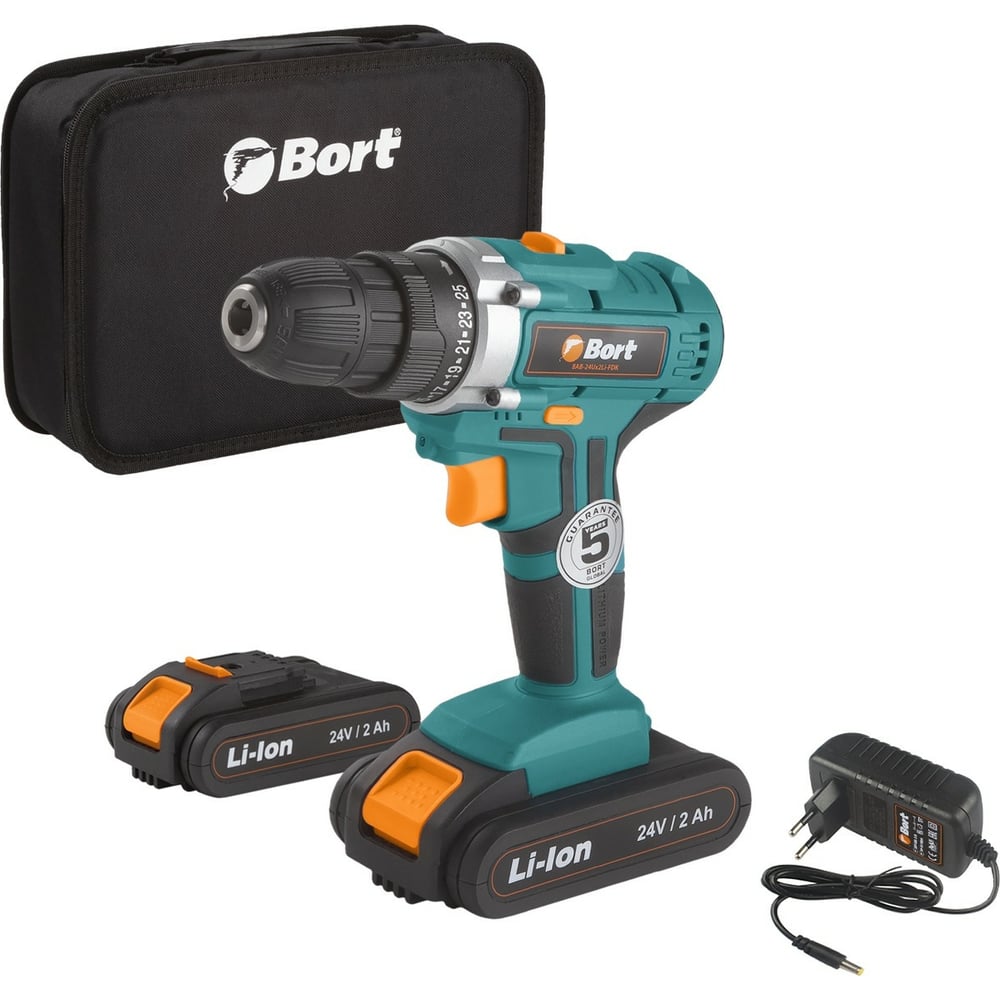 Аккумуляторная дрель-шуруповерт BORT BAB-24Ux2Li-FDK 91279934 ...