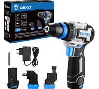 Аккумуляторная дрель-шуруповерт DEKO DKCD12 PRO ONE в кейсе, с 3 насадками, 12В, 2x3.0Ач 085-1320