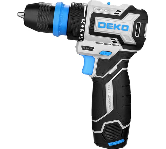 Аккумуляторная дрель-шуруповерт DEKO DKCD12 PRO ONE в кейсе, с 3 насадками, 12В, 2x3.0Ач 085-1320