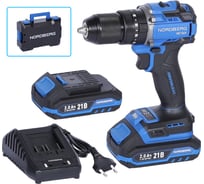 Шуруповерт аккумуляторный NORDBERG макс.диам. сверла 13 мм, 21 В, 70 Нм с 2 аккумуляторами и зарядным уст-вом NE106K