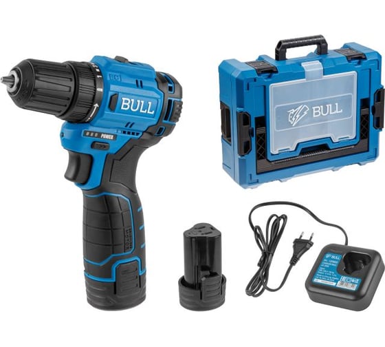Аккумуляторная дрель-шуруповерт BULL SR 1203 Xcase БЕСЩЕТ., 12 В, 37 Н*м, 2*2 А*ч акб, БЗП 10 мм 1329879