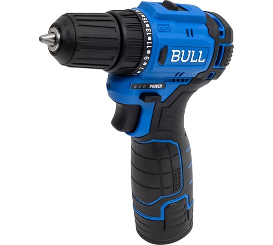 Аккумуляторная дрель-шуруповерт BULL SR 1203 Xcase БЕСЩЕТ., 12 В, 37 Н*м, 2*2 А*ч акб, БЗП 10 мм 1329879