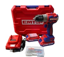 Компактная бесщеточная аккумуляторная дрель-шуруповерт EMTOP напряжение: 20 В, скорость холостого хода: 0-550/0-2000 об/мин, крутящий момент: 60 Нм ECDL20602