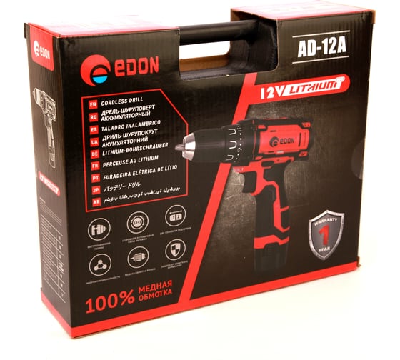 Аккумуляторная дрель-шуруповерт EDON AD-12А 15420