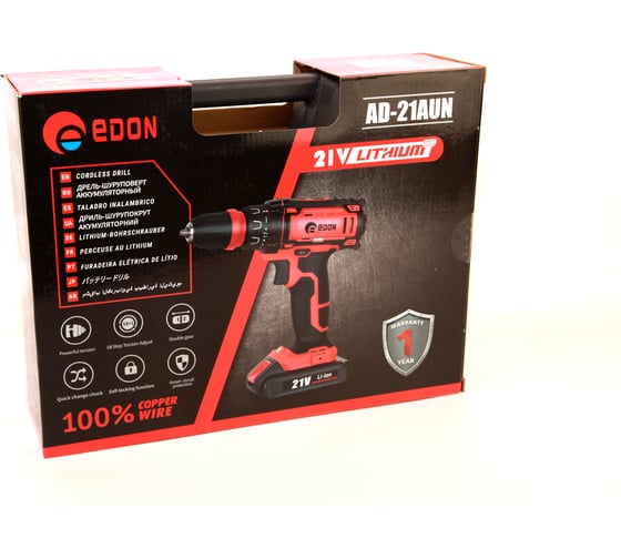 Аккумуляторная дрель-шуруповерт Edon AD-21AUN 15423