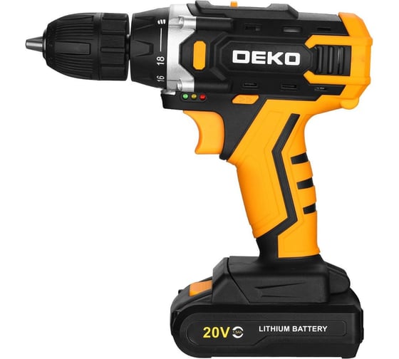 Аккумуляторная дрель-шуруповерт DEKO Banger 20V ONE+ SET1 в кейсе, 2x1.5Ач 083-1110