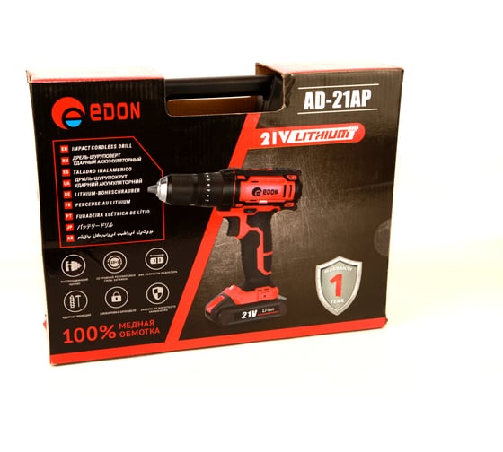 Аккумуляторная дрель-шуруповерт EDON AD-21AP 15422