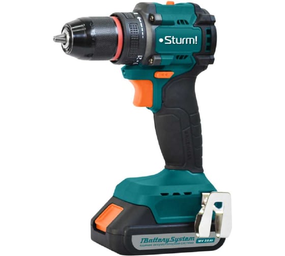 Дрель аккумуляторная Sturm 18В, 1BatterySystem, 60Нм, 2x2.0Ач, кейс CD1860BL