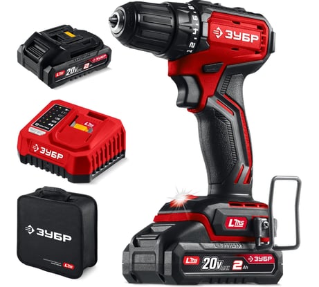 Бесщеточная дрель-шуруповерт, сумка ЗУБР 20 В, 45 Н·м, 2 АКБ LMS (2 А·ч) ДБ-45-22