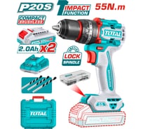 Компактная Бесщеточная Аккумуляторная Ударная Дрель 20V TOTAL TIDLI20558