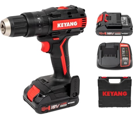 Аккумуляторная ударная дрель-шуруповерт KEYANG 2 АКБ 2 А*ч DM18BL-W (Set)
