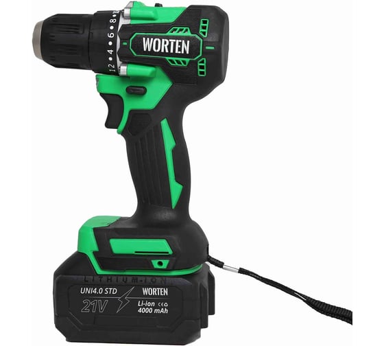 Дрель-шуруповерт бесщеточная WORTEN 2x4.0Ач, 21В IM КА-90000575
