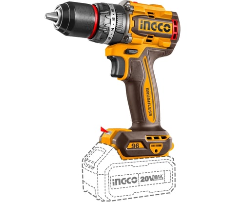 Бесщеточный ударный шуруповерт INGCO 20В, 96 Нм INDUSTRIAL CIDLI20968
