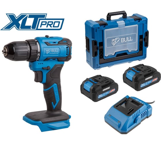 Аккуммуляторная дрель-шуруповерт BULL SR 1804 Xcase XLTpro БЕСЩЕТ., Импульс., 18 В, 45 Н*м, 2x2 А*ч, з/у 2 А 1329881