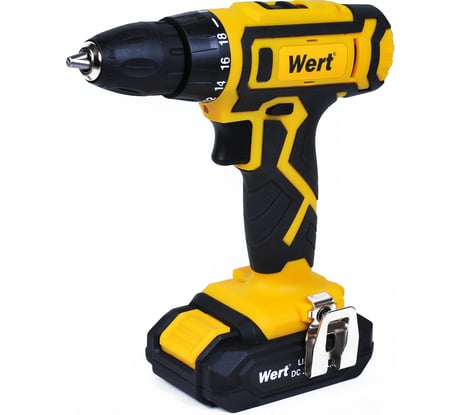 Дрель аккумуляторная WERT, 20 В, 2х1.5 А·ч, Li-ion, БЗП-13 мм, 0-350/1350 об/мин, 30 Н·м, 1.2 кг W2201.019.00 199187