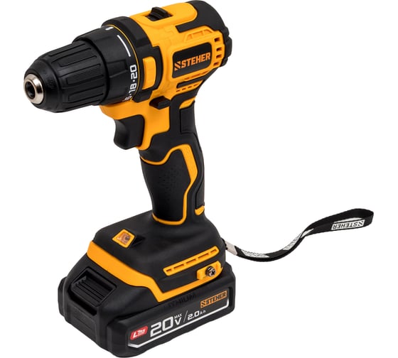 Бесщеточная дрель-шуруповерт STEHER 20 В, 45 Н·м, 1 АКБ LMS (2 А·ч), CB-45-21