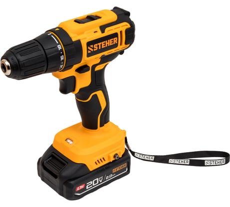 Дрель-шуруповерт STEHER 20 В, 40 Н·м, 1 АКБ LMS (2 А·ч), CD-40-21