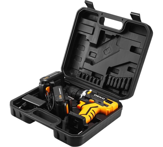 Аккумуляторная дрель-шуруповерт DEKO Sharker 16V в кейсе, 2x2.0Ач 083-1108