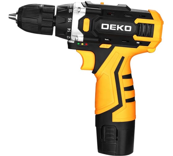 Аккумуляторная дрель-шуруповерт DEKO DKCD12V SET1 в кейсе + оснастка 13 шт, 2_2,0 А·ч 083-1022