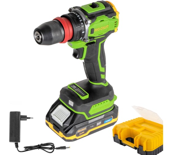 Шуруповерт аккумуляторный PROCRAFT PA18Pro DFR 20В 30Нм (1 АКБ 1,5Ач+ЗУ+Кейс) PA18Pro DRF-1b-c
