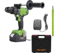 Шуруповерт аккумуляторный PROCRAFT PA18BL 20В 50Нм (2 АКБ 4Ач+ЗУ+Кейс) PA18BL-2B-C