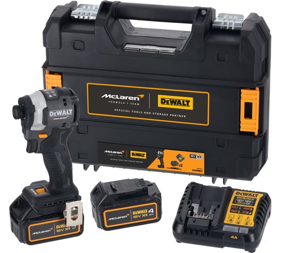 Шуруповерт Dewalt McLaren Limited Edition DCF85MM2T, 18 В, 205 Нм, 3800 уд/мин, с 2 АКБ 4 Ач и ЗУ, в кейсе TSTAK DCF85MM2T-QW