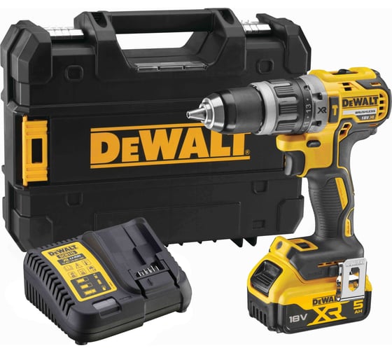Дрель-шуруповерт Dewalt DCD796P1, 18 В, 2000 об/мин, 34000 уд/мин, с АКБ 5 Ач и ЗУ, в кейсе TSTAK DCD796P1-QW