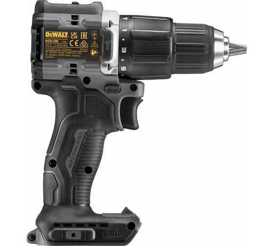 Ударная дрель-шуруповерт Dewalt DCD100NT, 18 В, 1650 об/мин, 28050 уд/мин, без АКБ и ЗУ, в кейсе TSTAK DCD100NT-XJ