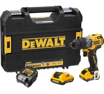 Ударная дрель-шуруповерт Dewalt DCD706D2, 12 В, 1500 об/мин, 25500 уд/мин, с 2 АКБ 2 Ач и ЗУ, в кейсе TSTAK DCD706D2-QW