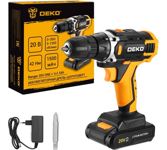 Аккумуляторная дрель-шуруповерт DEKO Banger 20V ONE +, 20В, 1x1.5Ач 083-1042