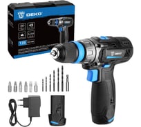 Аккумуляторная дрель-шуруповерт DEKO DKCD12V PRO в кейсе co съемным патроном + оснастка 13 шт, 12В, 2x1.5Ач 083-1004