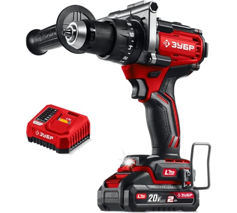 Бесщеточная ударная дрель-шуруповерт ЗУБР 20 В, 165 Н·м, 1 АКБ LMS (2 А·ч) ДБУ-165-21