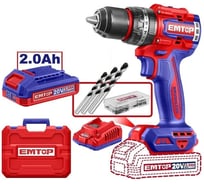 Дрель ударная бесщеточная аккумуляторная EMTOP ECIDL20668