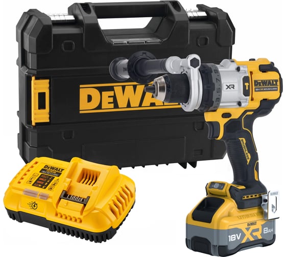 Ударная дрель-шуруповерт DEWALT DCD1007WW1T, 18В, 2250об/мин, 38250уд/мин, с аккумулятором 8Ач и зарядным устройством, в кейсе TSTAK DCD1007WW1T-QW 1