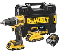 Ударная дрель-шуруповерт DEWALT DCD100YD2T, 18В, 1650об/мин, 28050уд/мин, с 2 аккумуляторами 2Ач и зарядным устройством, в кейсе TSTAK DCD100YD2T-QW