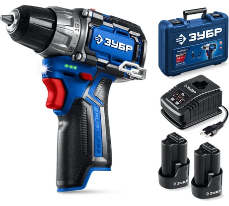 Дрель-шуруповерт ЗУБР Профессионал компакт 12В, 45Нм, 2 аккумулятора, тип Т7, 2Ач, кейс DB-121-22
