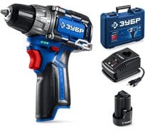 Дрель-шуруповерт ЗУБР Профессионал компакт, 12В, 45Нм, 1 аккумулятор, тип Т7, 2А·ч, кейс DB-121-21