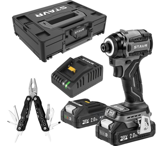 Ударный шуруповерт Ставр 18V, серия X-CLUSIVE, SID 18BL-200V-2K, 200 Нм, 2х2.0 Ач, ЗУ, кейс S-Box 9022300103 1