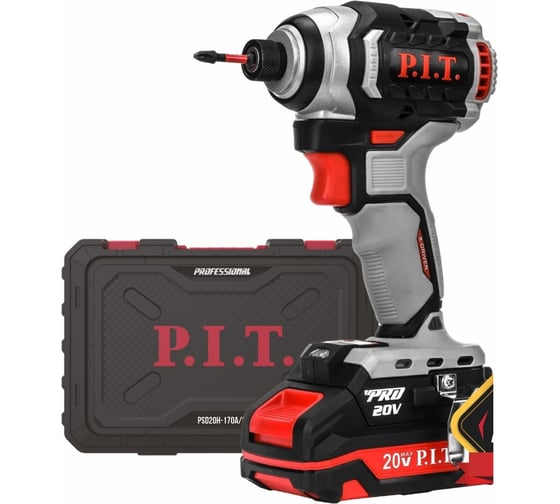 Винтоверт P.I.T. IMPACT аккумуляторный бесщёточный, 20В, 170Нм, 3ск, HEX 1/4, 2х2Ач, ЗУ,кейс PSD20H-170A/2 1