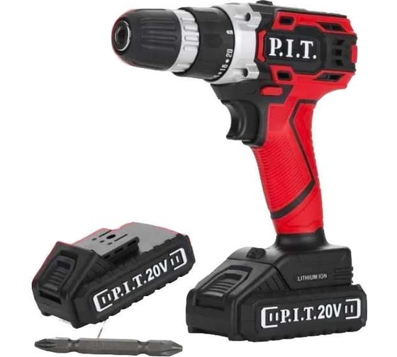 Дрель аккумуляторная P.I.T. (20В, 28Нм, 2скорости, 0-350/1350об/мин, БЗП 10мм, 2 акб 1,5Ач, ЗУ) LPSR18-D3 1