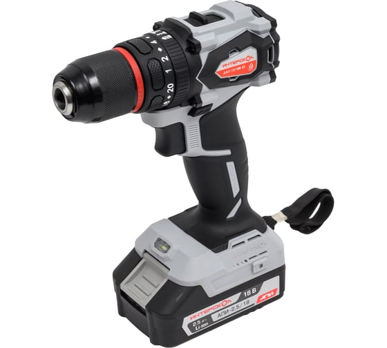 Бесщеточная ударная аккумуляторная дрель-шуруповерт Интерскол ДАУ-13/18В 55 Li-ion АПИ, кейс, 2 аккумулятора 2,5Ач, ЗУ 953.2.2.70