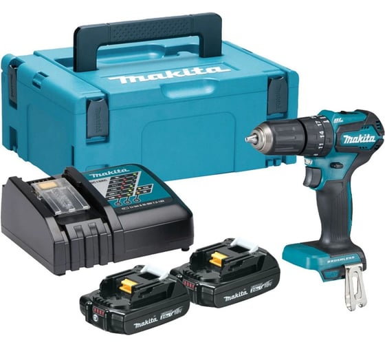 Аккумуляторная дрель-шуруповерт Makita 18 В, 1700 об/мин, 25500 уд/мин, с 2 АКБ 2 Ач и ЗУ, в кейсе MakPac, DHP483RAJ 1