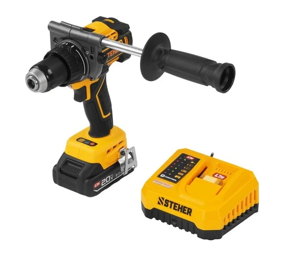 Бесщеточная дрель-шуруповерт STEHER 20 В, 165 Н·м, 1 АКБ LMS (2 А·ч) CB-165-21 1