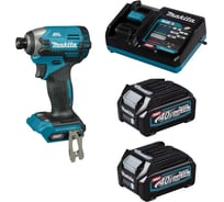 Шуруповерт ударный аккумуляторный Makita XGT BL 40В, XPT, 1/4, 210 Нм, 4+1 Т режим, 2xBL4020 , DC40RC, крепеж на пояс, кейс Makpac 2 TD003GA201