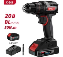 Профессиональный бесщеточный ударный шуруповерт DELI DE-CZ20-2A4 (1 АКБ, 4Ач х 20В +ЗУ, 10мм, 50Нм, сумка) 168693