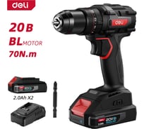 Профессиональный бесщеточный ударный шуруповерт DELI DE-CZ20-1D2 (2 АКБ, 20В х 2Ач + ЗУ, 13мм, 70Нм, сумка) 168692