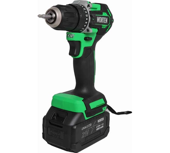 Дрель-шуруповерт бесщеточная WORTEN 1x4.0Ач, 21В, 55 Нм IM КА-90000720