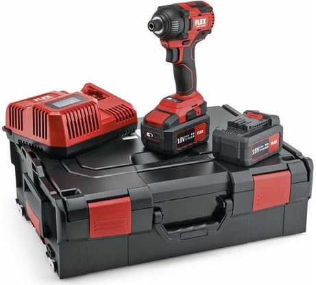 Трехскоростной ударный аккумуляторный шуруповерт FLEX ID 1/4" 18.0-EC/5.0 Set 504920